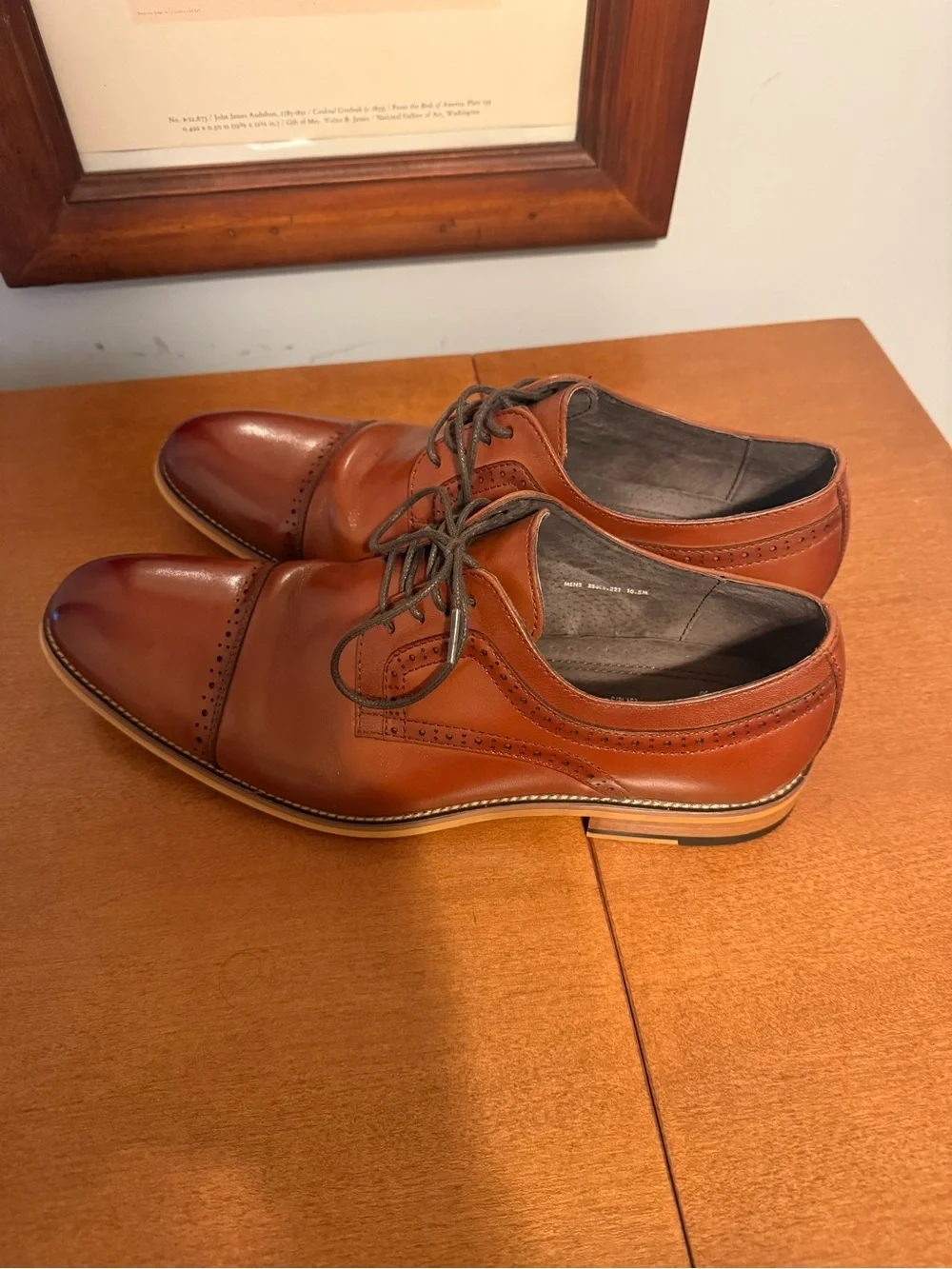 Men's Burnished Tan Cap-Toe Leather Oxfords
